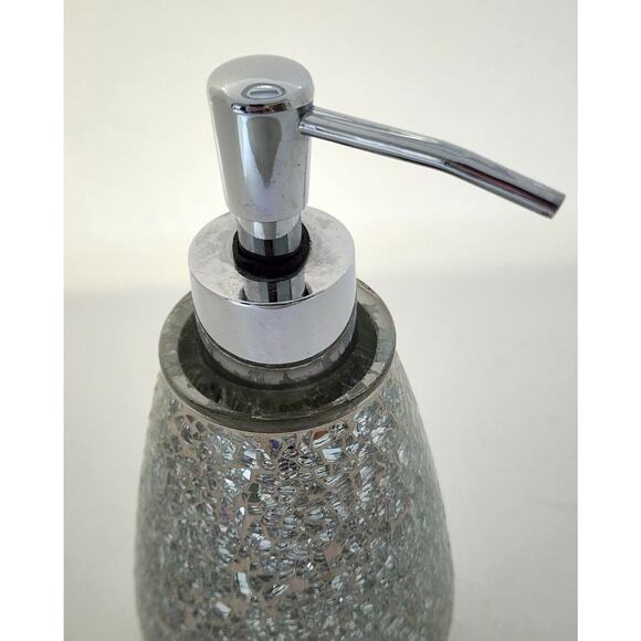 SOAP DISPENSER-Mirror Mosaic-Glitter-Silver-7 in High-Modern - Picture 2 of 10